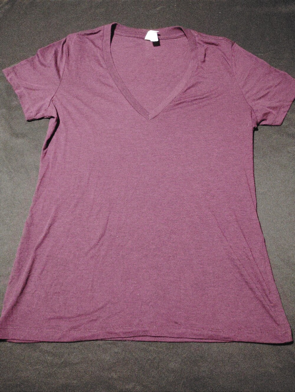 Bella Canvas Women's V-Neck Short Sleeve Tee in Plum
